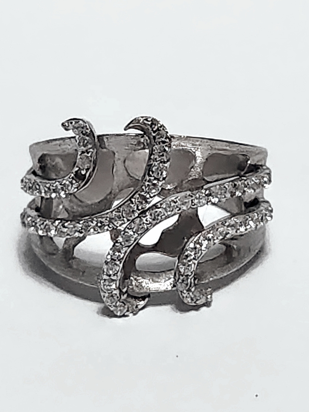 Sterling Silver Wide Unique RING size 6 one stone missing - Picture 6 of 9